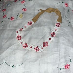 Vintage bead and leather necklace